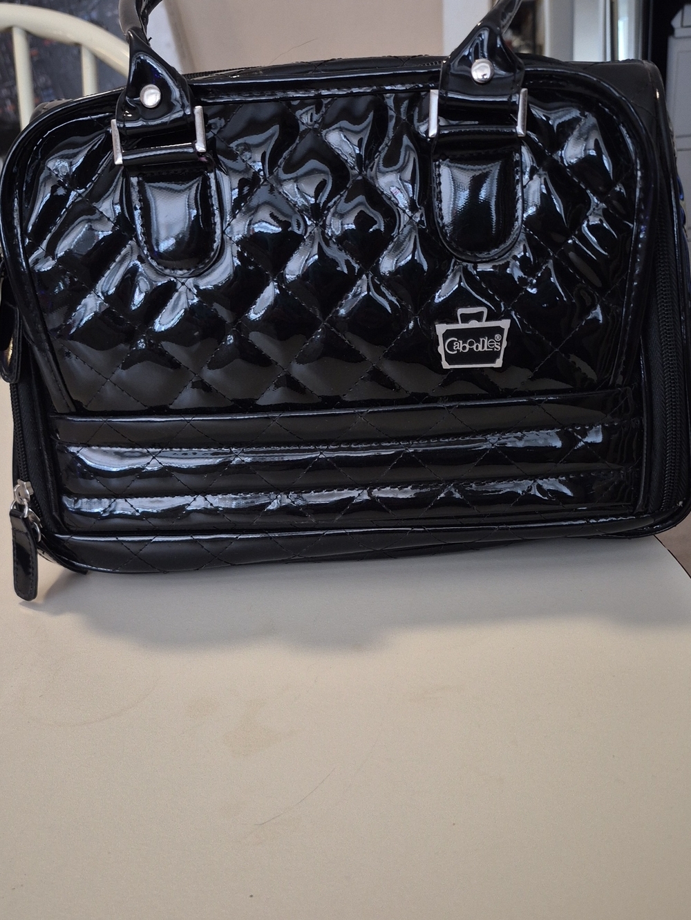 Caboodles Black Quilted Patent Makeup Carry Case